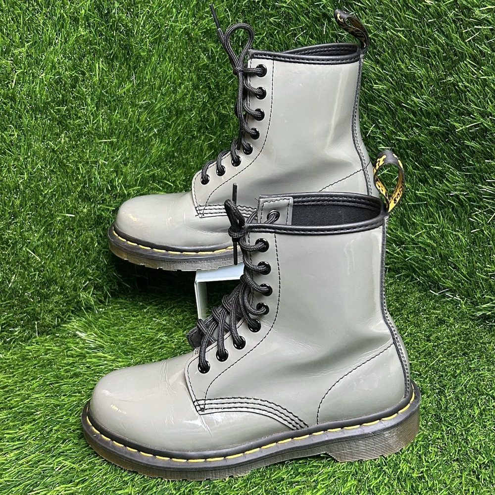 Dr. Martens 1460 YS Grey Patent Leather Combat Boots Womens Size 6 1460YS - Picture 4 of 8